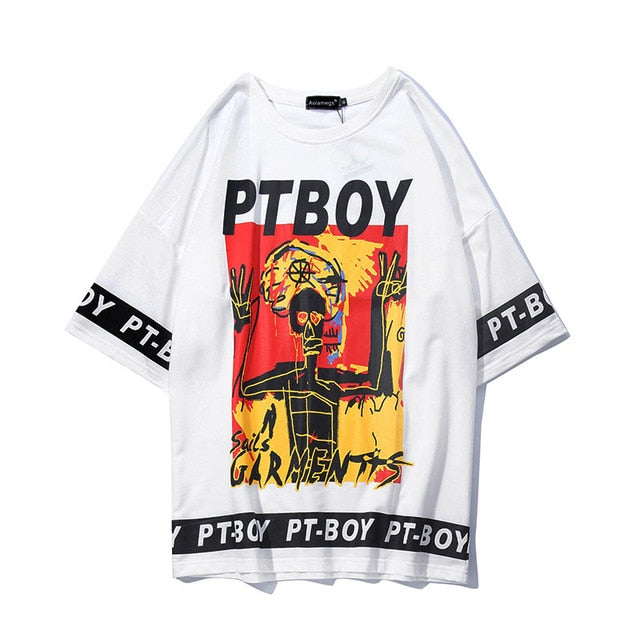 Abstract Man Printed Hip Hop Streetwear Loose T-Shirts for Men - Trendy Urban Street Style Tees for Casual Wear, Concerts & Hip Hop Fashion