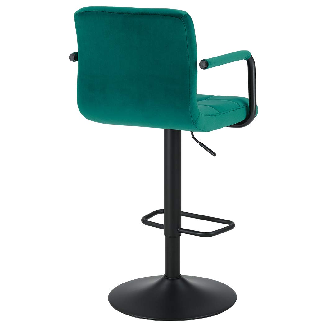 DUHOME Modern Swivel Adjustable Bar Stools Set of 2 - Velvet Upholstered Counter Height Stools with Hydraulic Lift for Home Bar, Kitchen Island & Dining Room - Contemporary Teal Barstools for Restaurant & Cafe Decor