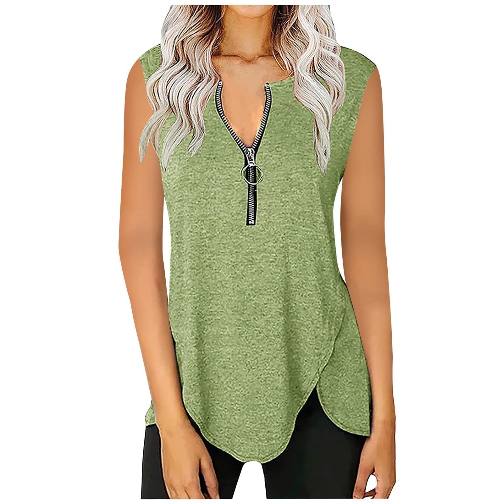 ESULOMP Women's Sleeveless Tunic Tops - Summer Casual Round Neck Flowy Blouse for Women, Loose Fit Tank Tops, Perfect for Beach, Vacation and Everyday Wear
