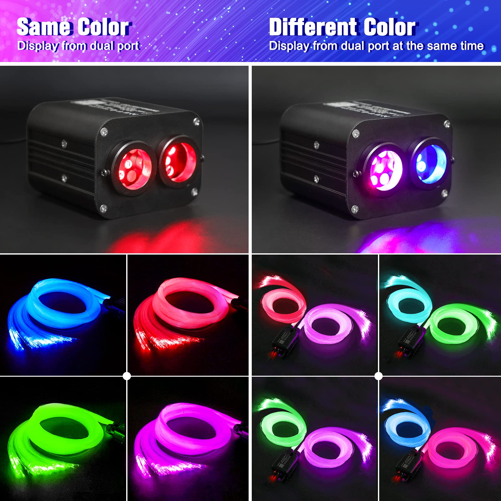 20W Twinkle LED Fiber Optic Lights - 650pcs 0.03in Star Ceiling Kit with Bluetooth APP & Remote Control for Car Roof & Home Decoration | Create Starlight Ambiance for Bedroom, Party, Wedding & Relaxation
