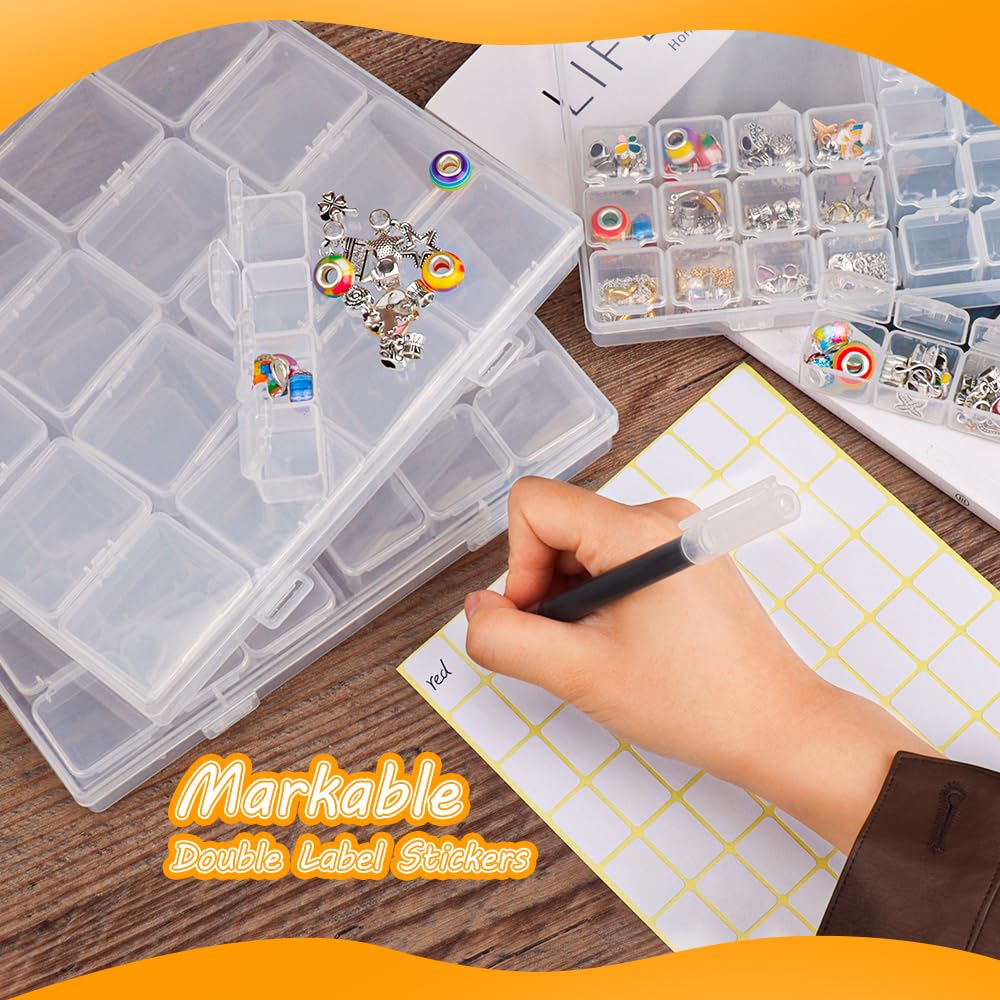 WALLFID 2-Pack 86-Piece Diamond-Shaped Plastic Storage Box Set with 240 Label Stickers | Clear Transparent Jewelry Organizer Containers for Earrings, Rings & Small Accessories | Perfect for Travel, Home Organization & Craft Storage