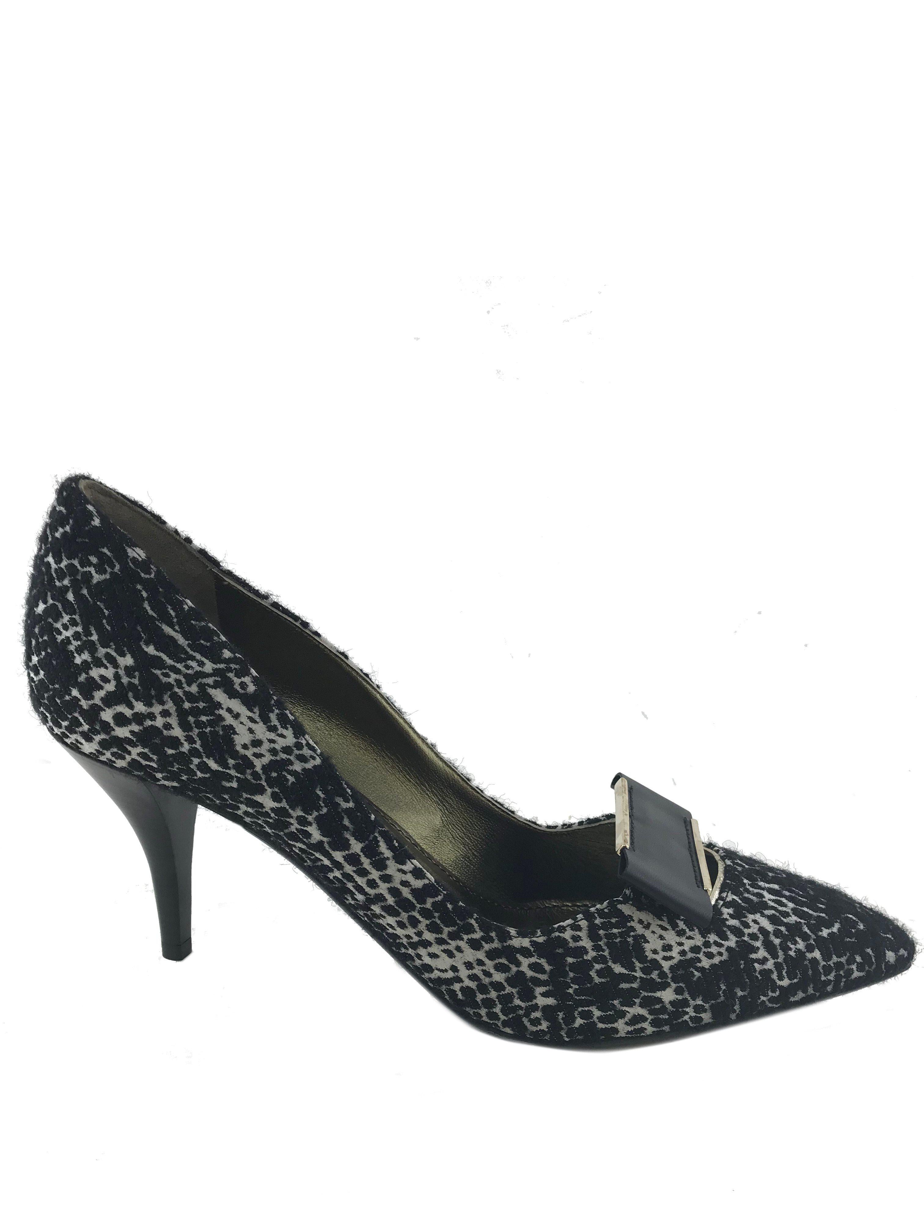 Lanvin Jacquard Metal Trim Buckle Pumps Women's Size 9 - New Designer High Heels for Office, Party & Special Occasions