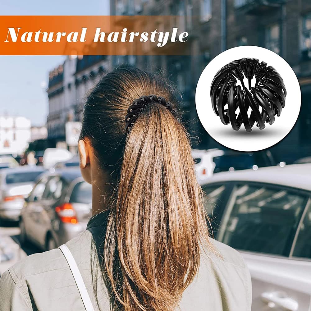 5 Pcs Birds Nest Hair Clips - Geometric Retractable Hair Loops, Bun Maker & Hairpin for Women & Girls - Perfect for Updos, Ponytails & Everyday Hairstyles