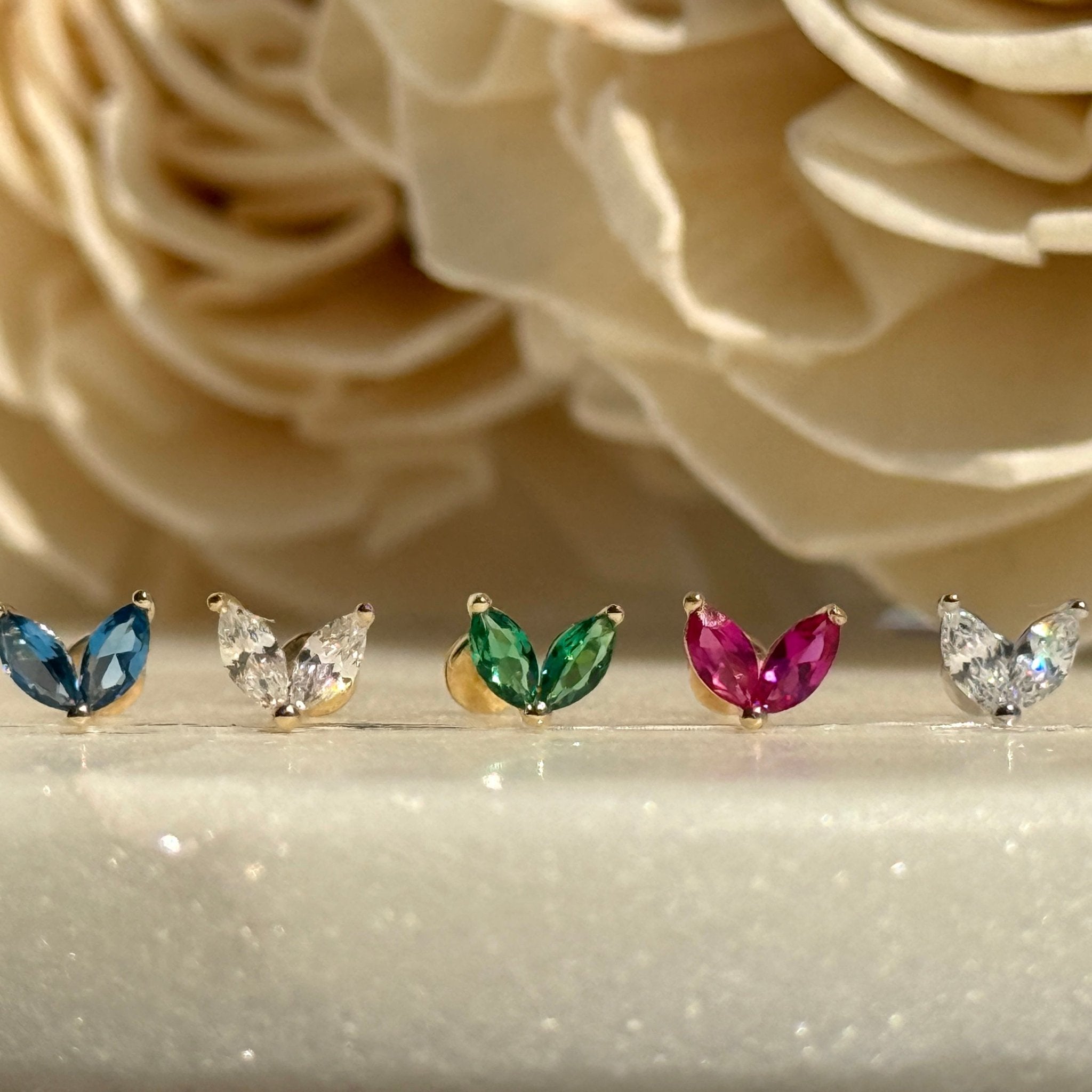 14K Yellow Gold London Blue Topaz Double Marquise Flat Back Stud Earrings - Perfect for Weddings, Parties & Everyday Elegance