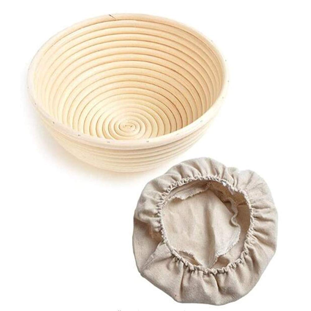 1 Pcs Round Bread Proofing Basket, Rattan Banneton Brotform for Sourdough, Fermentation Wicker Basket for Artisan Bread Making, Country Baguette Dough Proofing Basket (22 * 8.5CM) - Perfect for Home Bakers & Professional Bakeries
