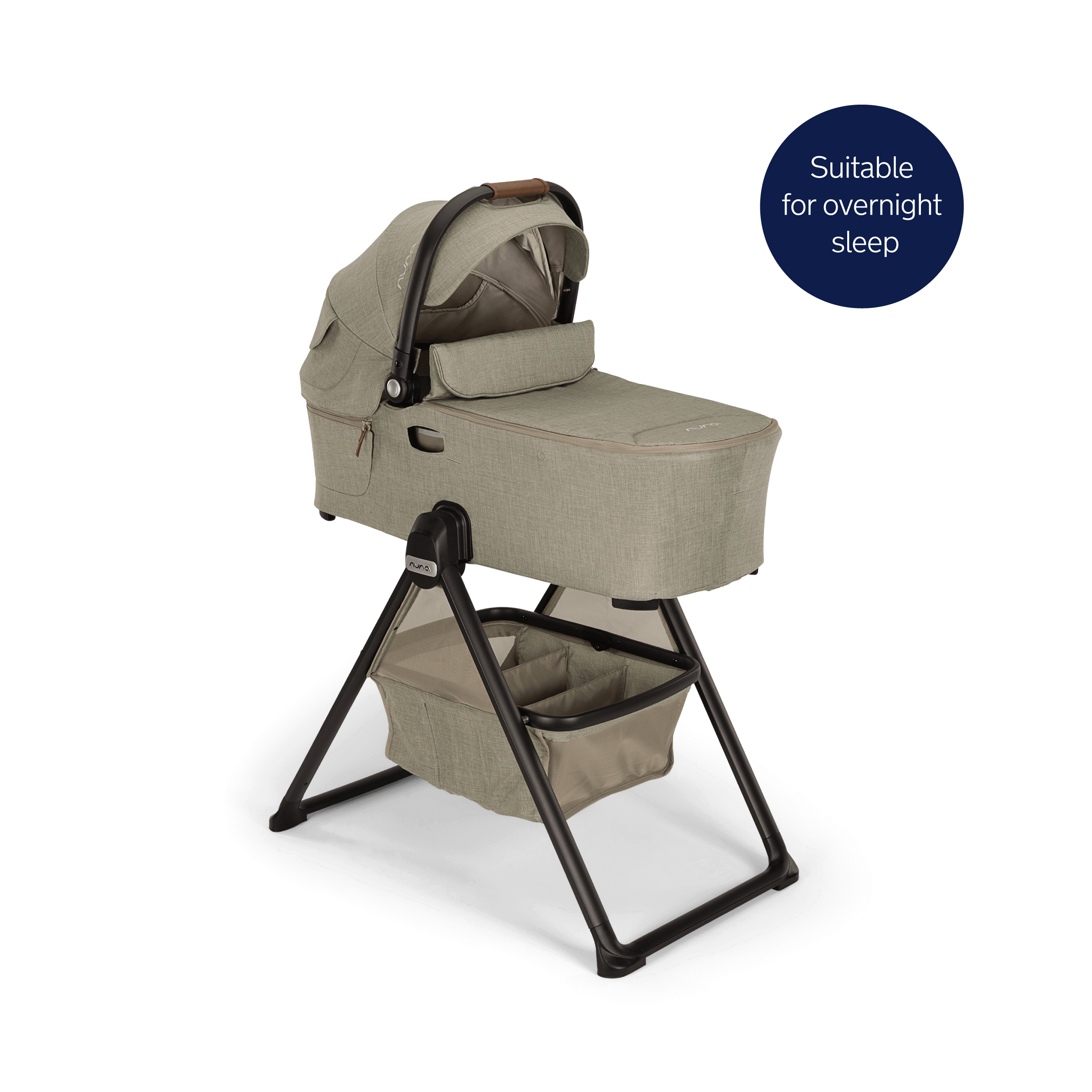 Nuna DEMI Next Bassinet with Stand - Granite Gray | Premium Baby Bassinet for Newborns | Perfect for Nursery, Bedroom & Travel