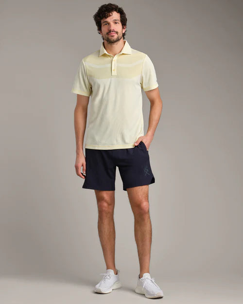 Rhone Men's Cross Court Polo Shirt - Moisture Wicking Performance Golf & Tennis Shirt in Yellow Dawn - Perfect for Workouts, Casual Wear & Outdoor Activities