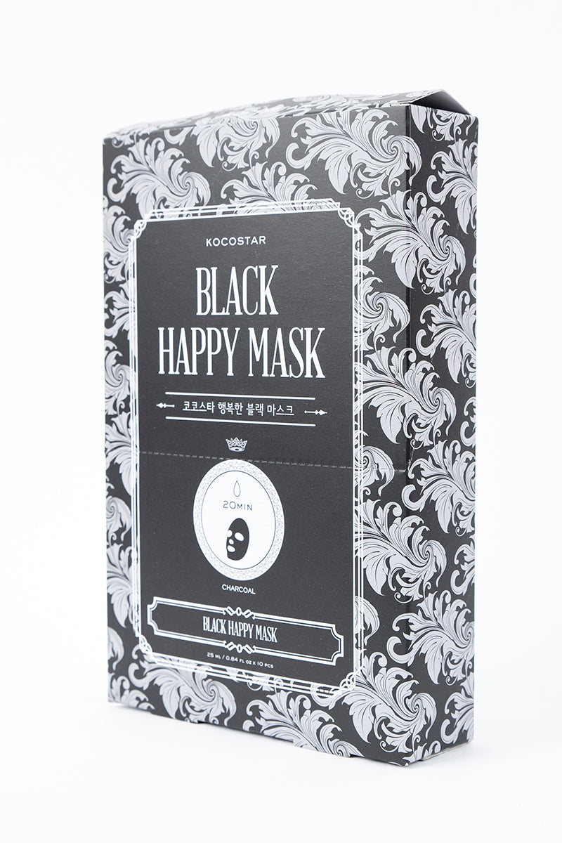 Kocostar Black Happy Facial Sheet Mask - Hydrating & Brightening for Glowing Skin | Perfect for Spa Night & Self-Care Routine