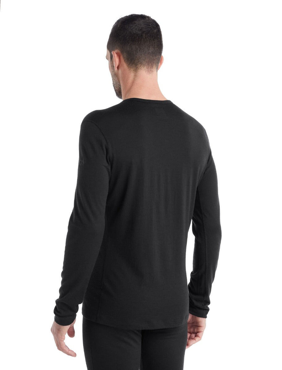 Icebreaker Men's 200 Oasis Merino Wool Thermal Base Layer Top - Black | Warm Winter Underwear for Hiking, Skiing & Outdoor Activities