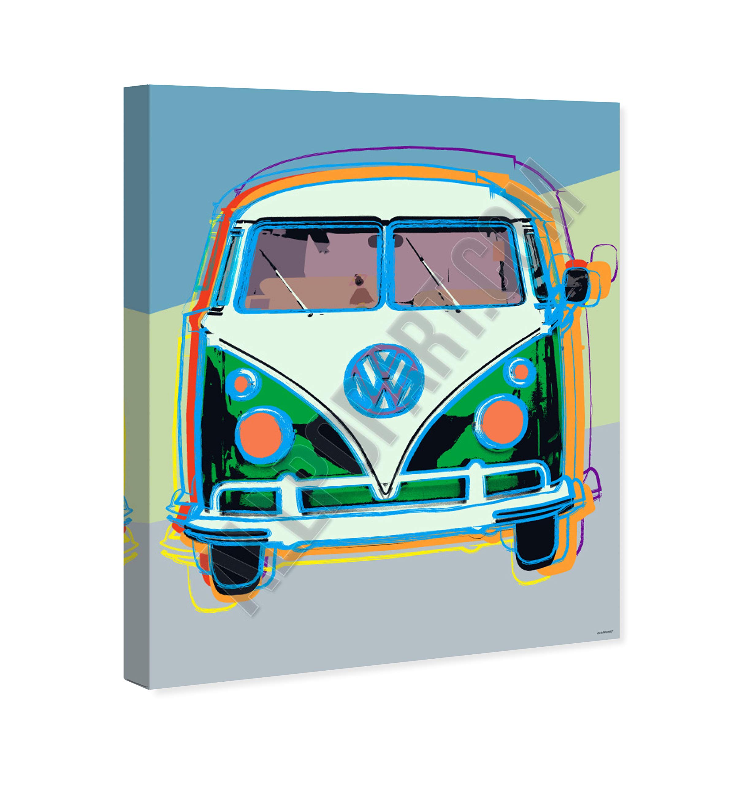Oliver Gal Artist Co. Pastel Van Wall Art Canvas Print - 30x36 Inch Modern Home Decor Painting in Green & Blue - Perfect for Living Room, Bedroom & Office Decor