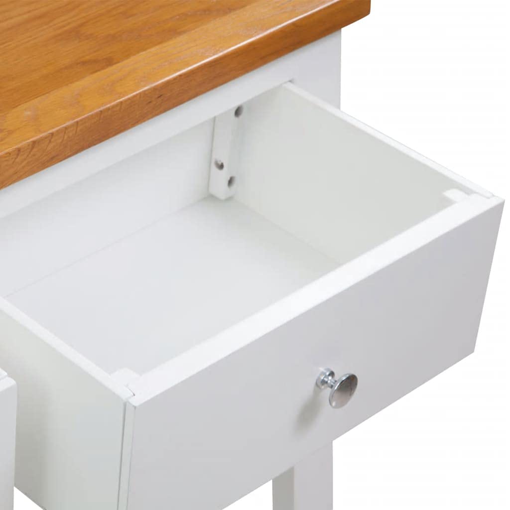 Modern Solid Oak Wood Console Table with 2 Drawers & Shelf - 32.7