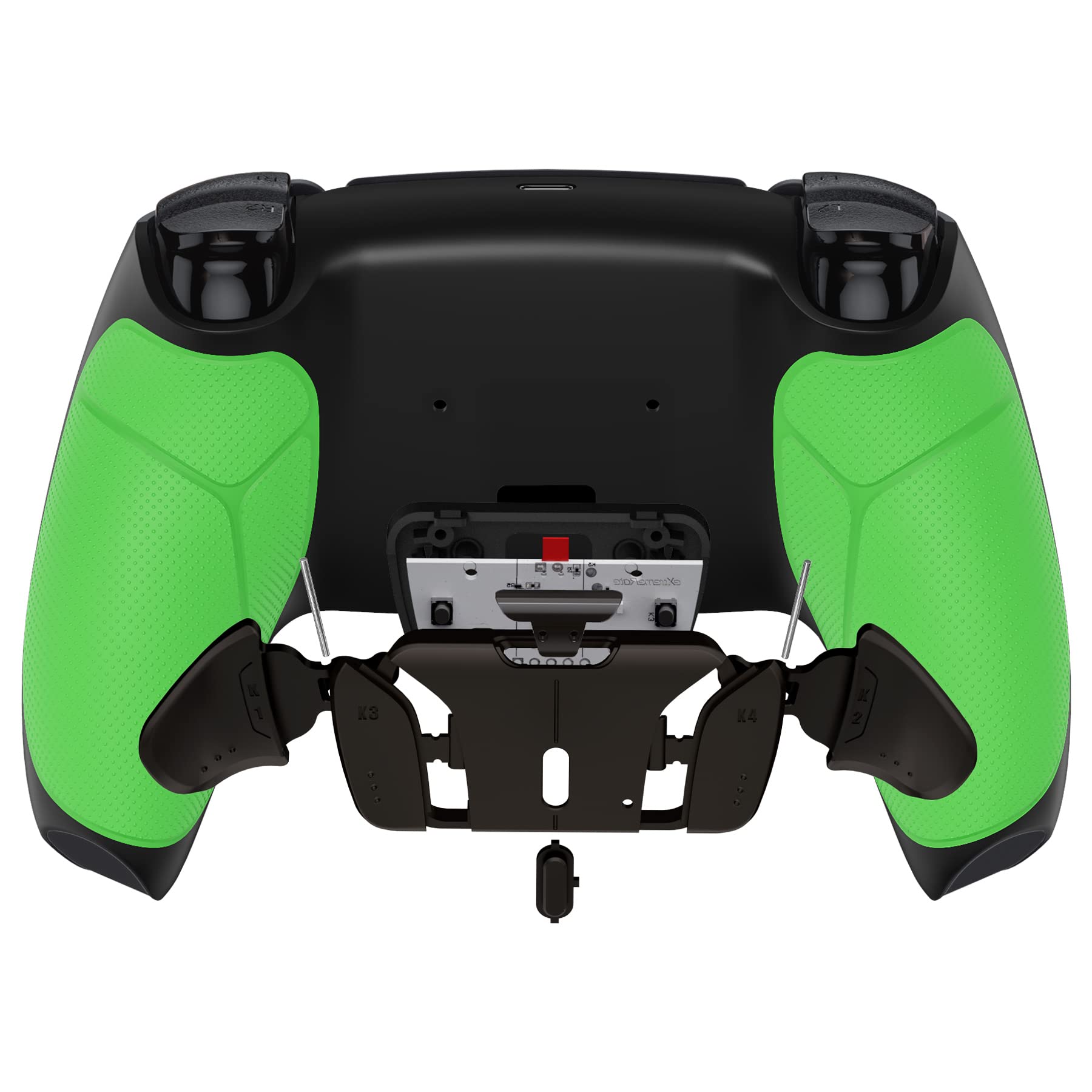 eXtremeRate RISE4 Programmable Remap Kit for PS5 Controller BDM-010/020 - 4 Metal Back Buttons & Grip Cover (Green) | Enhanced Gaming Performance for FPS, Racing & Competitive Play