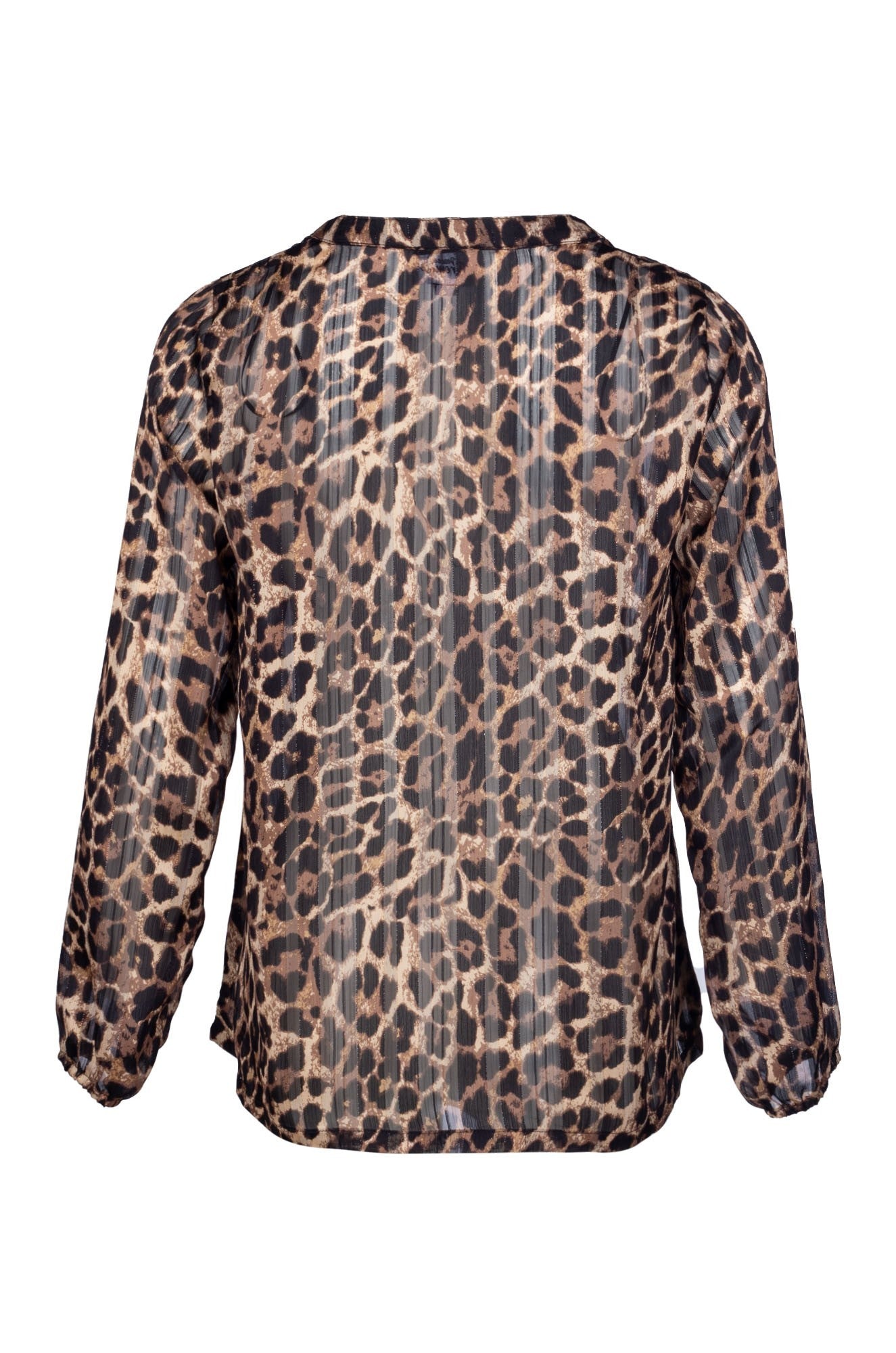 Printed Chiffon Top Women's Blouse - Classic Animal Print Long Sleeve Shirt 7122B1 | Elegant Office Wear & Casual Outfit