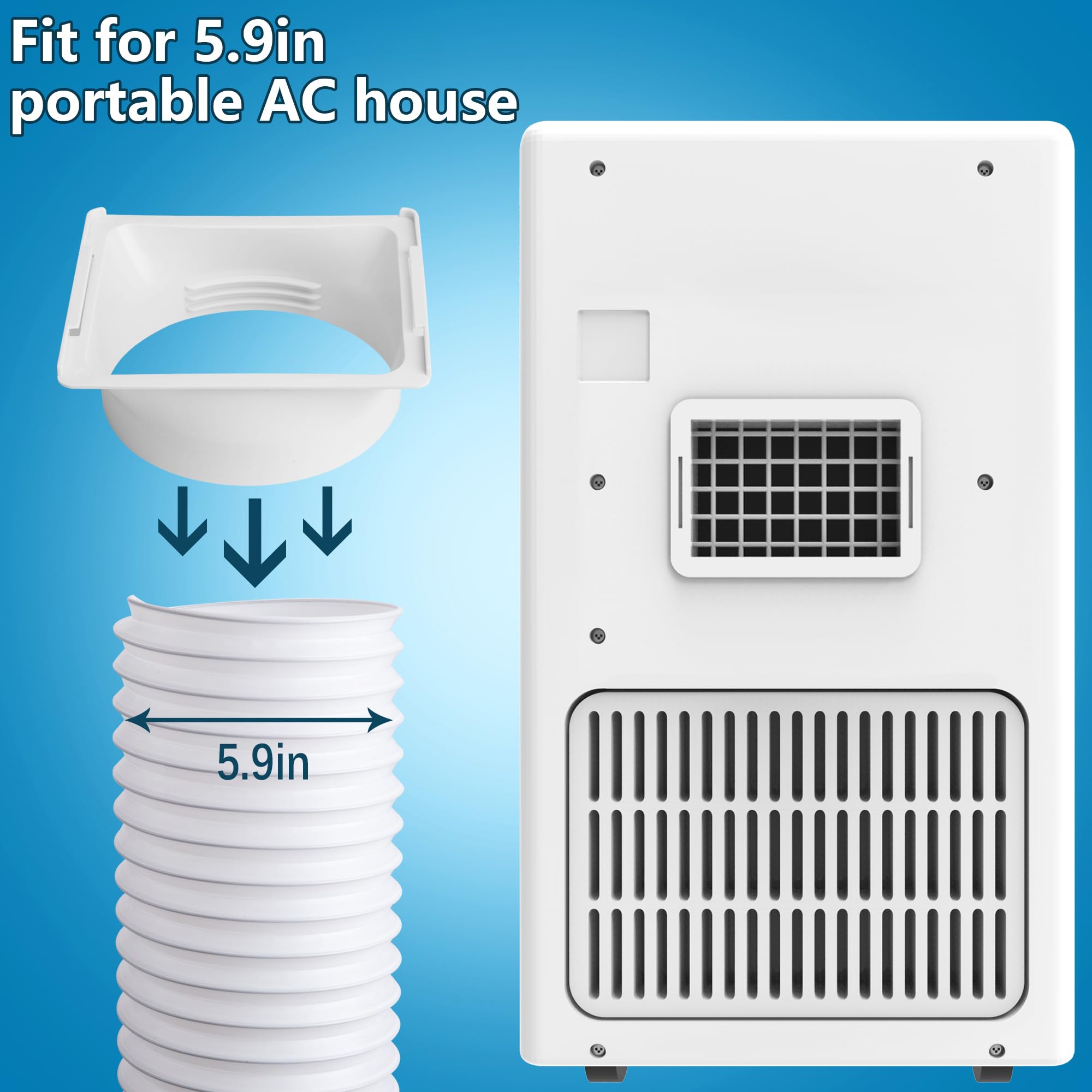 5.9 Inch Portable Air Conditioner Exhaust Hose Coupler - Square AC Hose Extension Connector for Mobile AC Units - Durable Air Conditioning Accessories for Home, Office & RV Cooling Solutions