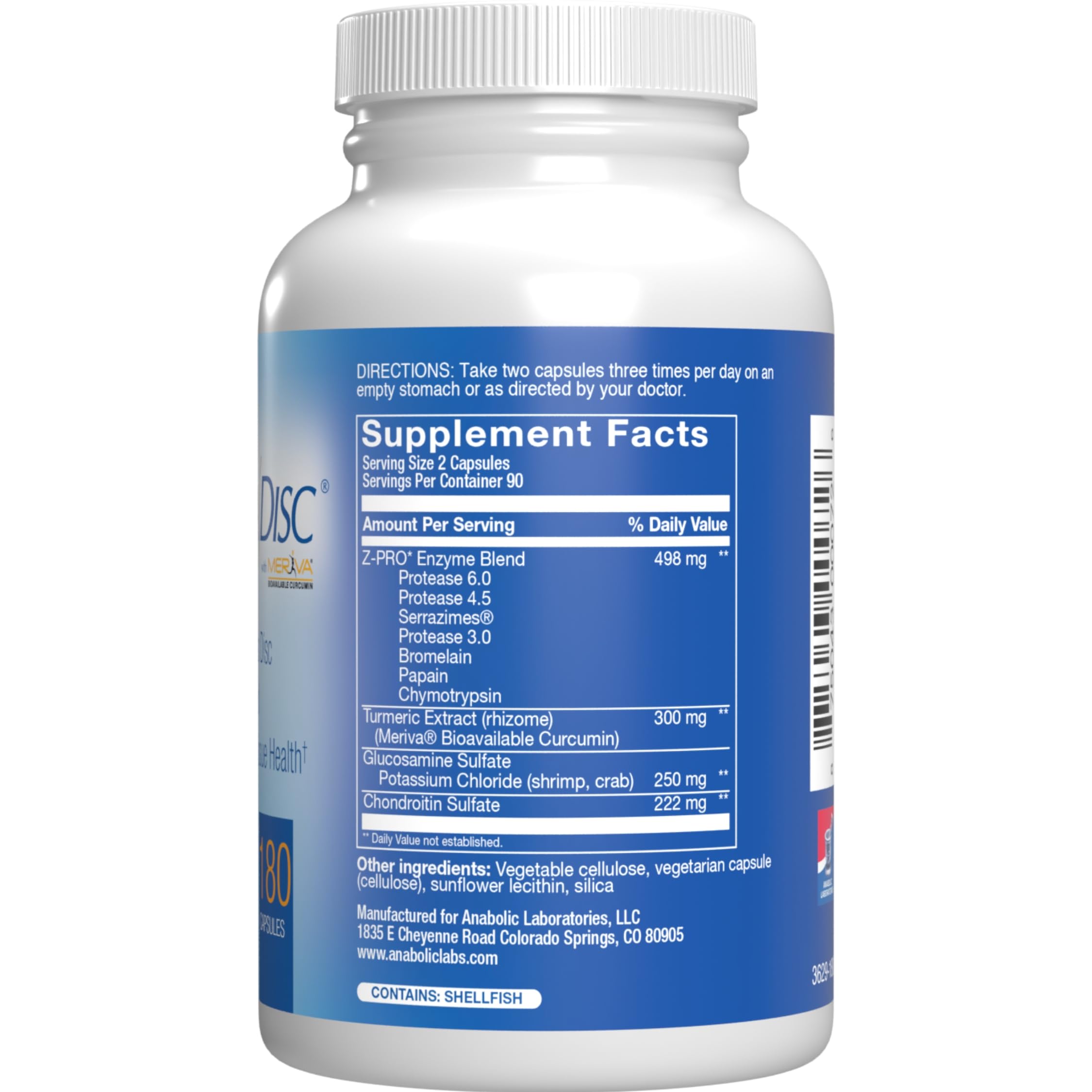 Nutra Disc & Joint Support Supplement for Adults - Clinically Formulated with Meriva Curcumin, Glucosamine, Chondroitin & Enzymes - Supports Cartilage, Ligament & Tendon Health - 180 Capsules - Ideal for Active Lifestyles, Sports Recovery & Joint Pain Relief