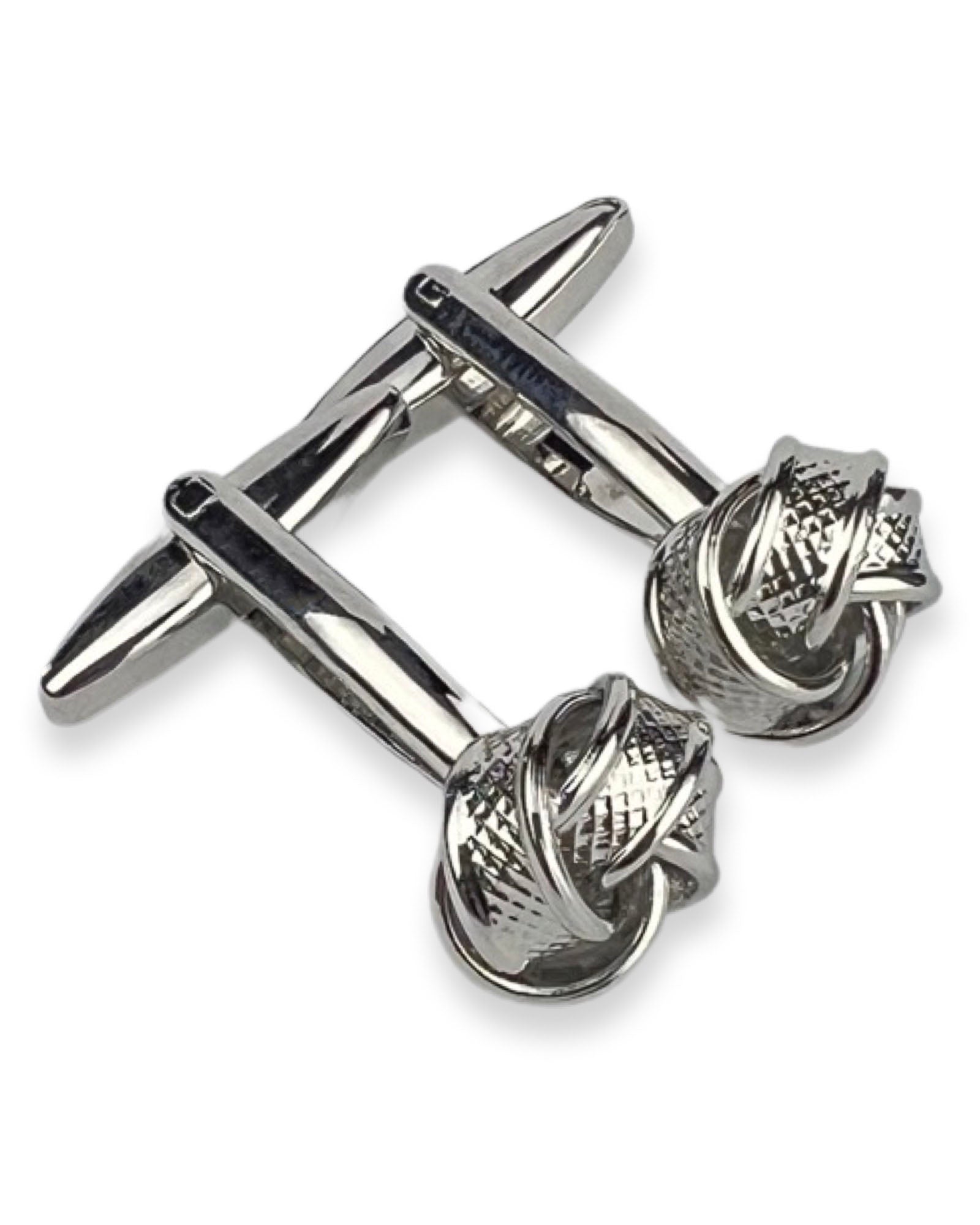 DÉCLIC Banded Knot Cufflinks for Men - Sterling Silver Formal Dress Shirt Accessories - Perfect for Weddings, Business Meetings & Special Occasions
