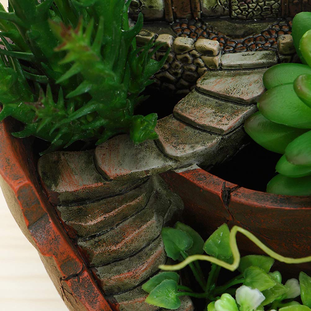 Hanging Flower Pots - Resin Planters with Artificial Flowers for Indoor & Outdoor Garden Decor - Perfect for Balcony, Patio, and Home Decoration