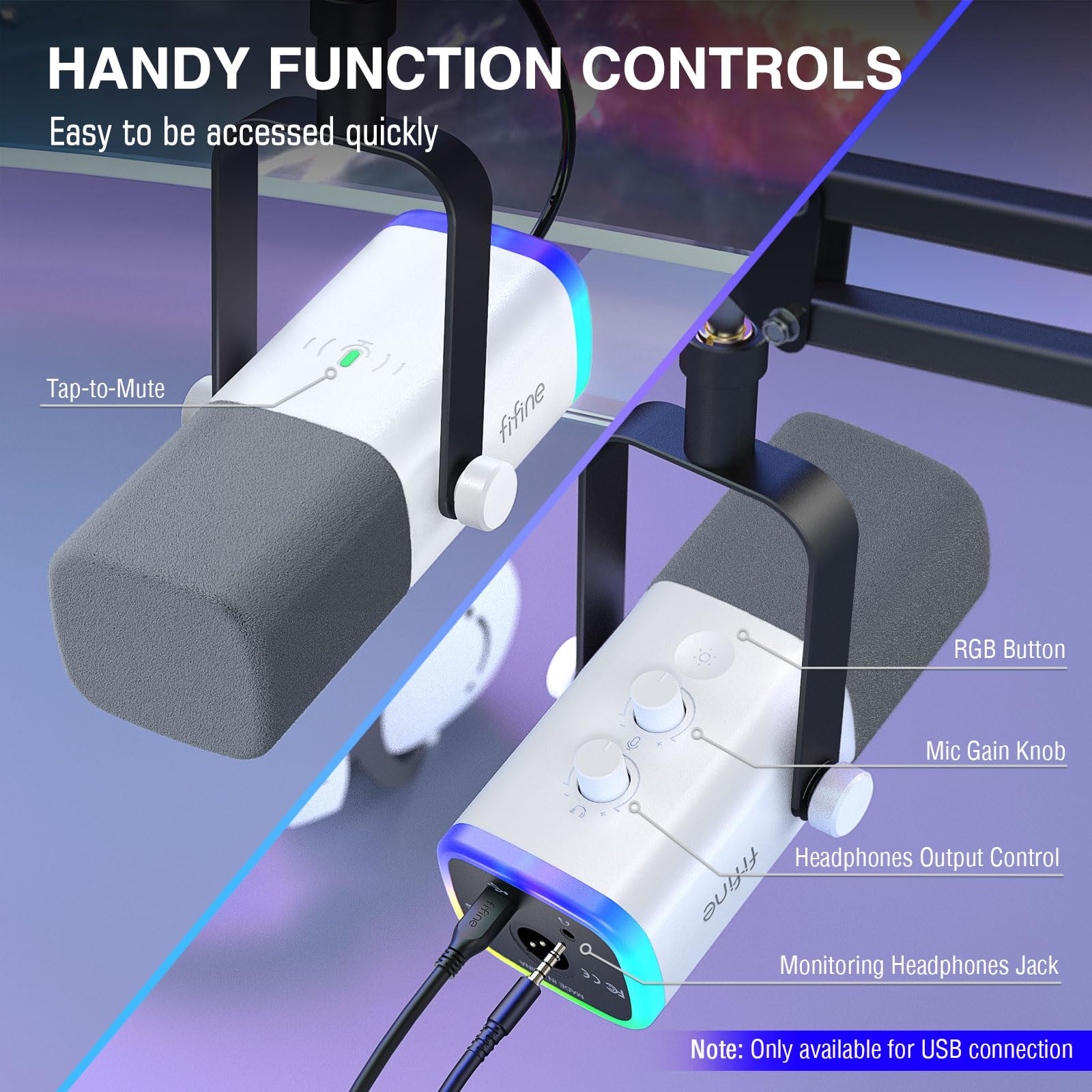 FIFINE AM8TW+SC3W Professional USB Microphone Kit with Audio Mixer - Studio Quality Streaming Mic for Gaming, Podcasting & Vocal Recording - Includes Headphone Jack, Gain Control, Boom Arm & Slider Faders (Perfect for Twitch, YouTube & Discord Streaming)