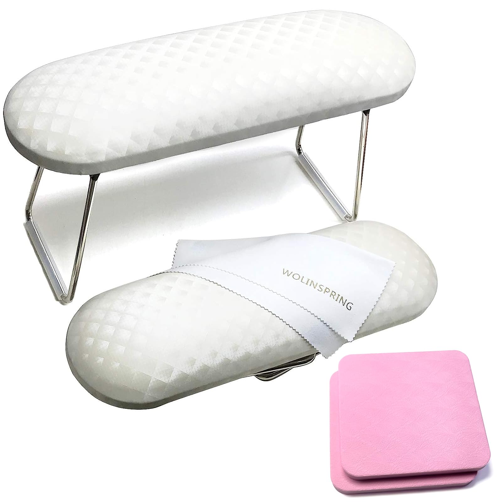 Professional Nail Arm Rest Hand Pillow - Soft Microfiber Leather Manicure Hand Cushion with Non-Slip Base for Nail Technicians | Perfect for Salon, Spa & Home Nail Care Stations (White)