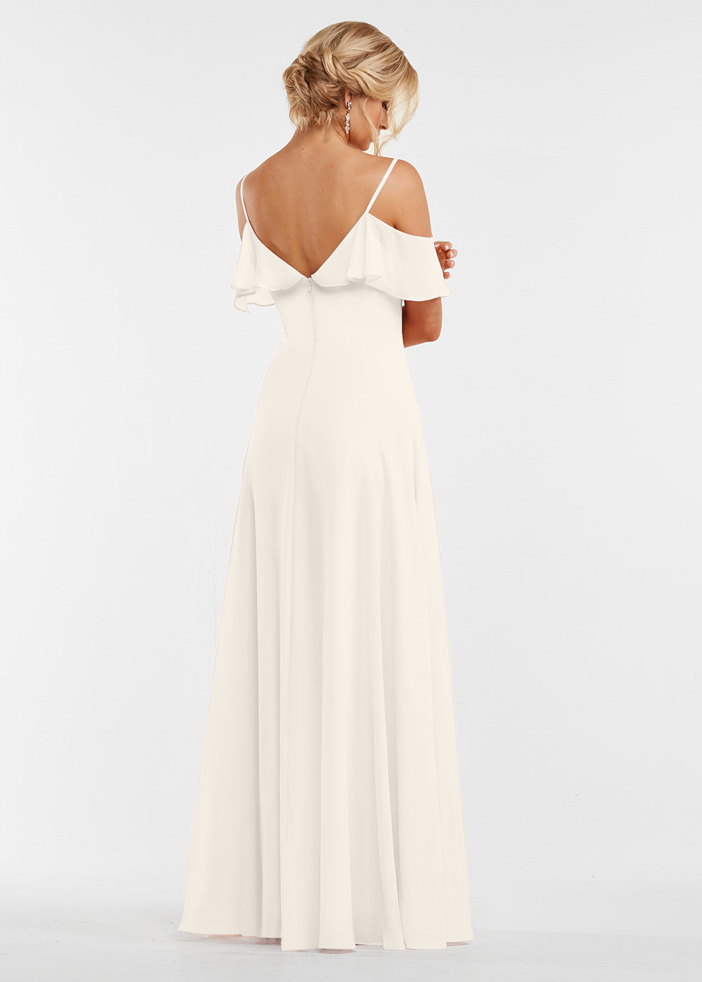 Elegant Off Shoulder Ruffled Chiffon Bridesmaid Dress - Perfect for Weddings, Prom, and Formal Events