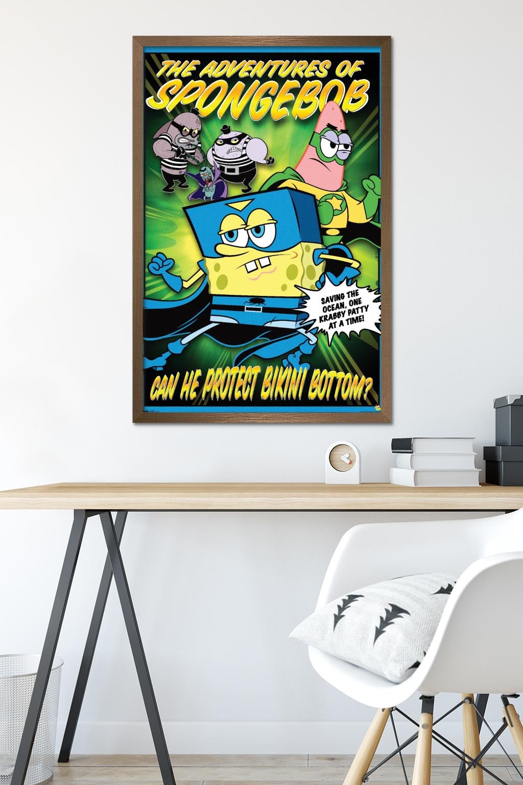 Trends International Nickelodeon SpongeBob SquarePants Funny Wall Poster - 22.375 x 34 Inches Bronze Framed Art Print - Perfect for Kids' Room Decor, Game Room & Office Wall Art