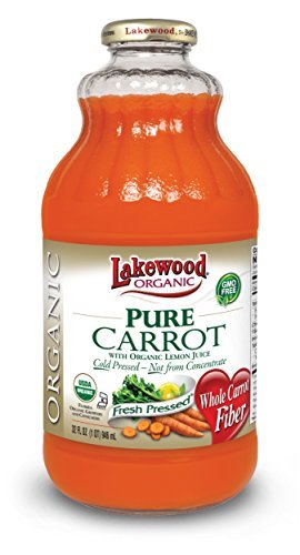 Organic Pure Carrot Juice by Lakewood - 32 Oz (Pack of 6) | Cold-Pressed, No Sugar Added, Vegan & Gluten-Free | Perfect for Juicing, Detox & Healthy Lifestyle