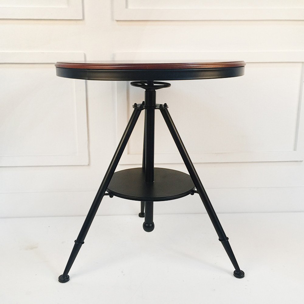 Industrial Style Circular Coffee Table with Adjustable Height (55-75cm) - Modern Iron Art Centerpiece for Living Room, Lounge, or Office Decor