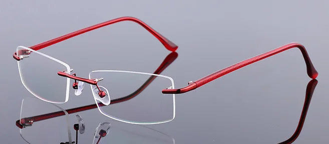 Brightzone Unisex Rimless Square Titanium Alloy Eyeglasses 71866 - Lightweight & Durable Glasses for Men & Women - Perfect for Reading, Work & Everyday Use