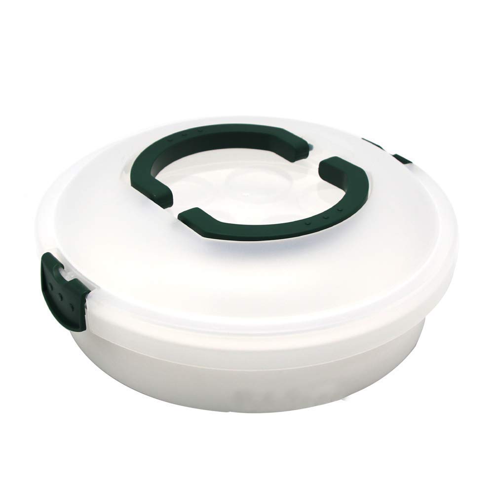 10 Inch Portable 3-in-1 Round Cupcake Carrier with Lid - Egg Tray, Muffin & Cookie Holder - Food Safe BPA-Free Baking Container for Parties, Picnics & Potlucks (Green)