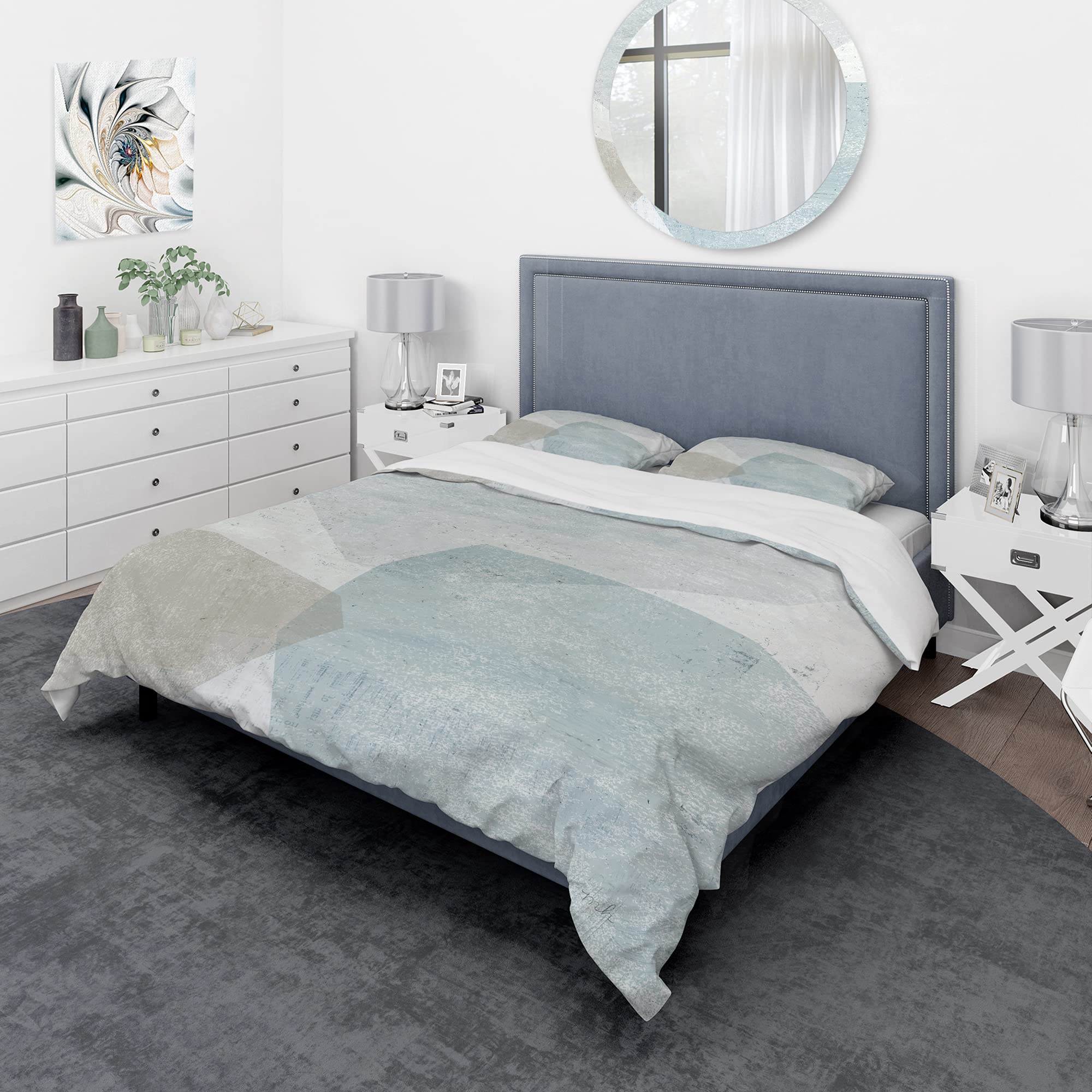 DesignQ Grey and White Abstract Duvet Cover Set King - 3 Piece Modern Contemporary Bedding Collection, All Season Beige Bedding for King Size Beds | Perfect for Master Bedrooms, Guest Rooms & Modern Home Decor