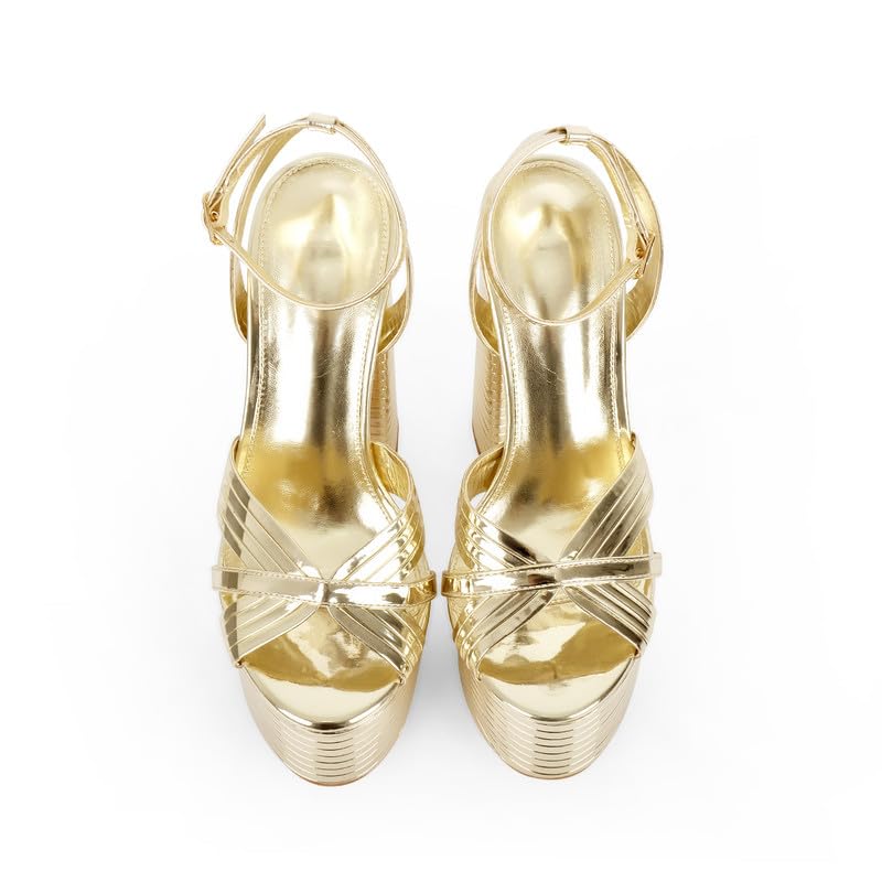 Women's Chunky High Heel Sandals with Ankle Strap - Platform Heels for Parties, Weddings & Night Out
