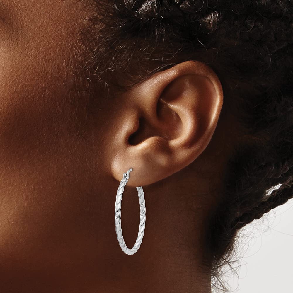 925 Sterling Silver Hinged Hoop Earrings 30mm - Elegant Dangle Earrings for Women, Perfect for Parties, Weddings & Everyday Wear