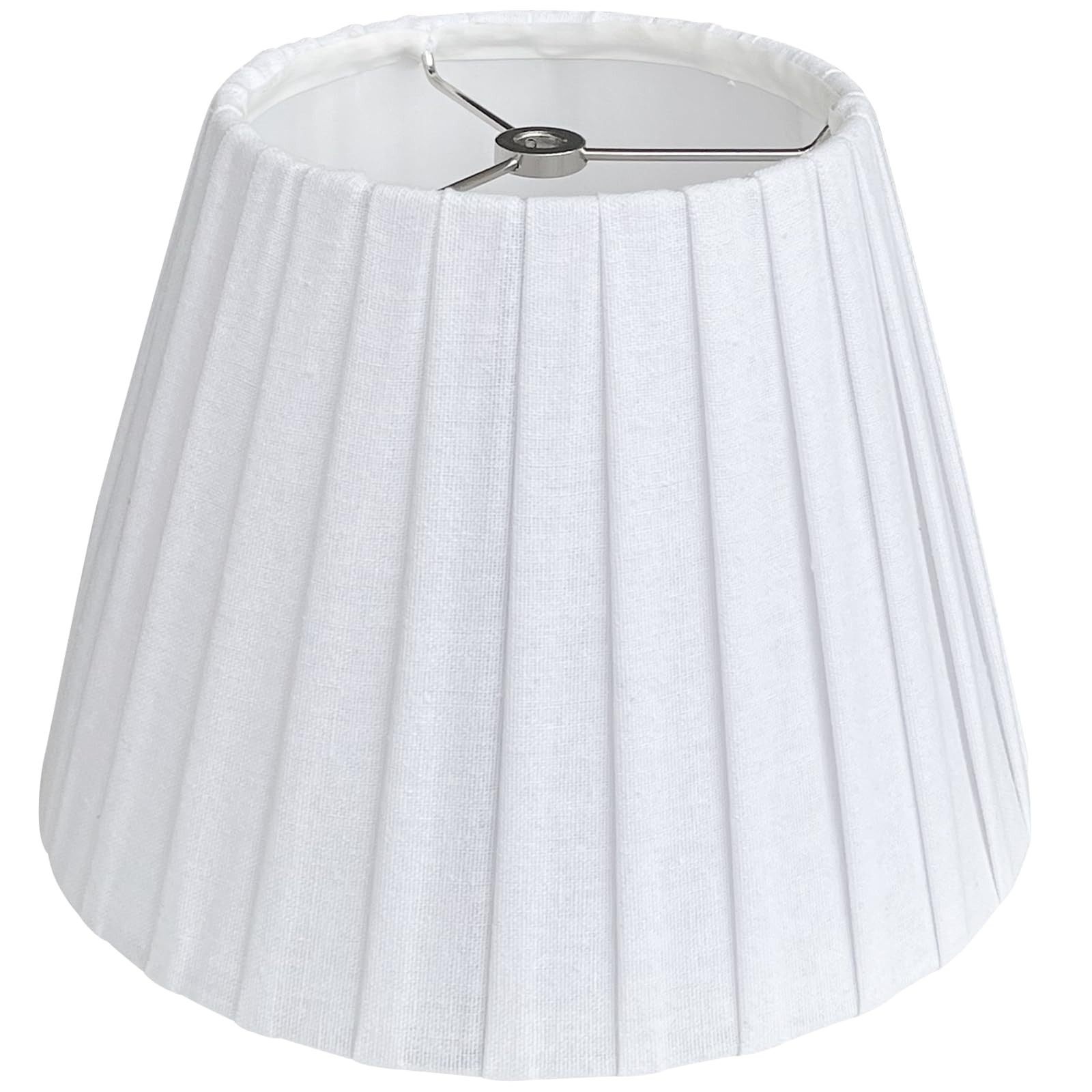 TOOTO STAR 6x10x7.5 Inch White Pleated Linen Lamp Shade - Handmade Natural Fabric Bell Shade for Table Lamps, Floor Lamps & Pendant Lights (Spider Fitter) - Perfect for Living Room, Bedroom & Office Decor