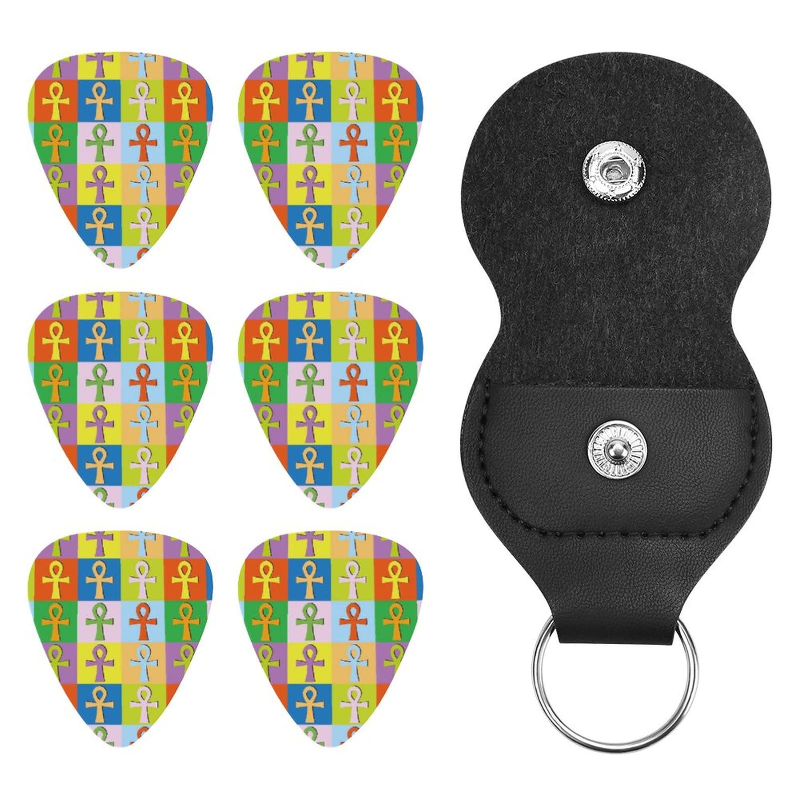 Vintage Ankh Guitar Picks Set with Case - Thin, Medium & Heavy Plectrums for Electric & Acoustic Guitars - Perfect for Rock, Metal & Blues Musicians