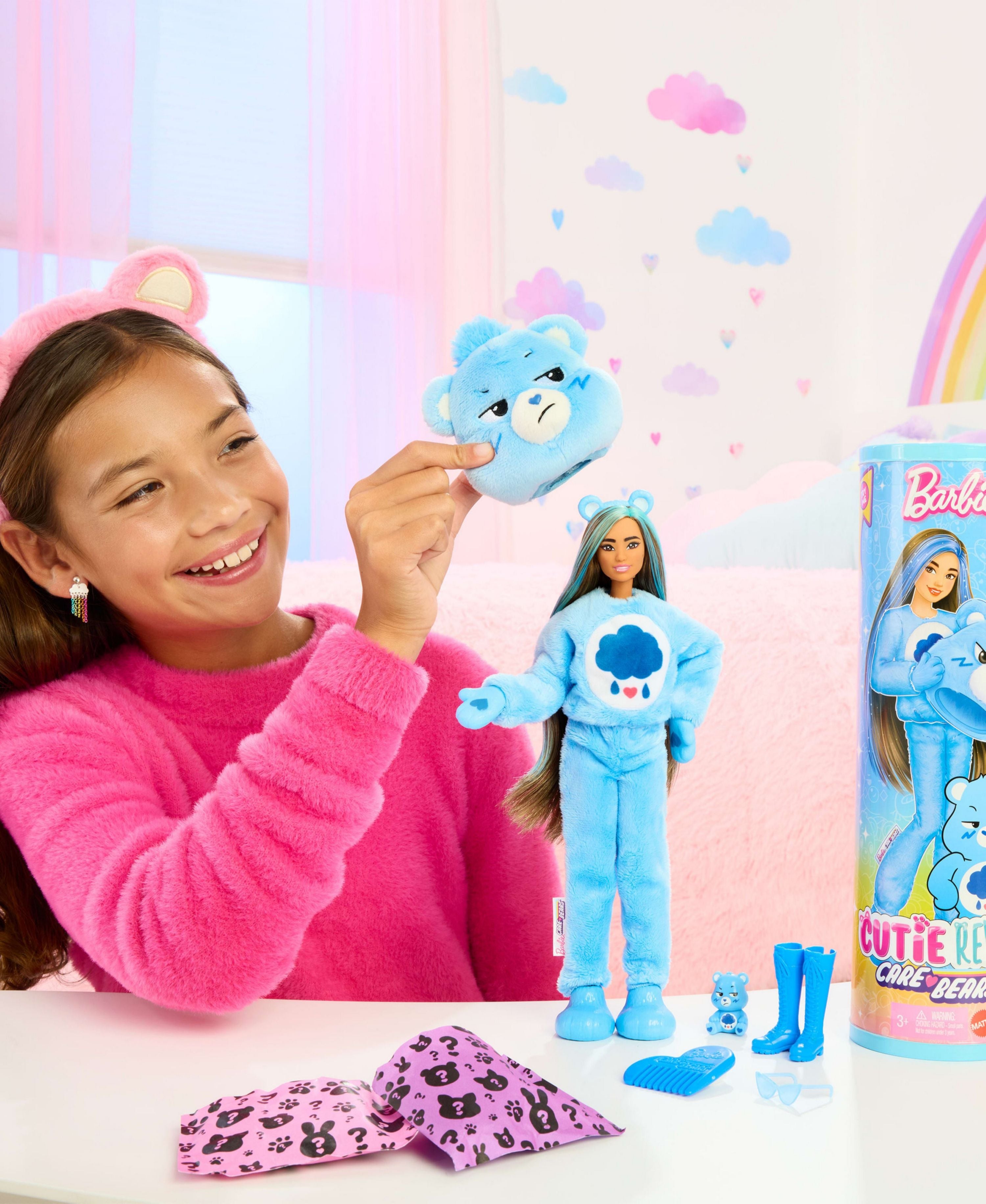 Barbie Cutie Reveal Care Bears Surprise Doll - Unboxing Toy Gift for Kids, Collectible Fashion Doll with Surprise Accessories - Perfect for Birthday Parties & Playtime Fun