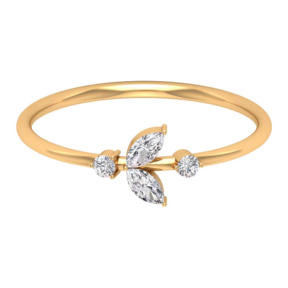 Dainty Wedding Ring for Women - 14K Gold Marquise Diamond Bridal Ring, Minimalist Floral Engagement Ring, Promise Ring & Everyday Jewelry - Perfect for Brides, Bridesmaids, Anniversaries & Special Occasions