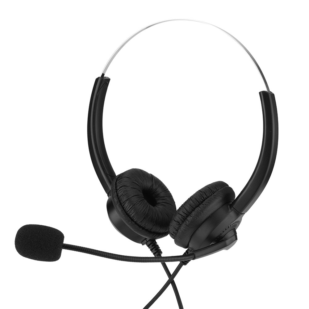 2.5mm Telephone Headset with 360° Lossless Sound - Call Center Headphones with Noise Cancelling Earmuffs for Office, Computer & Phone (3.5mm Straight Plug) - Perfect for Customer Service, Remote Work & Business Calls