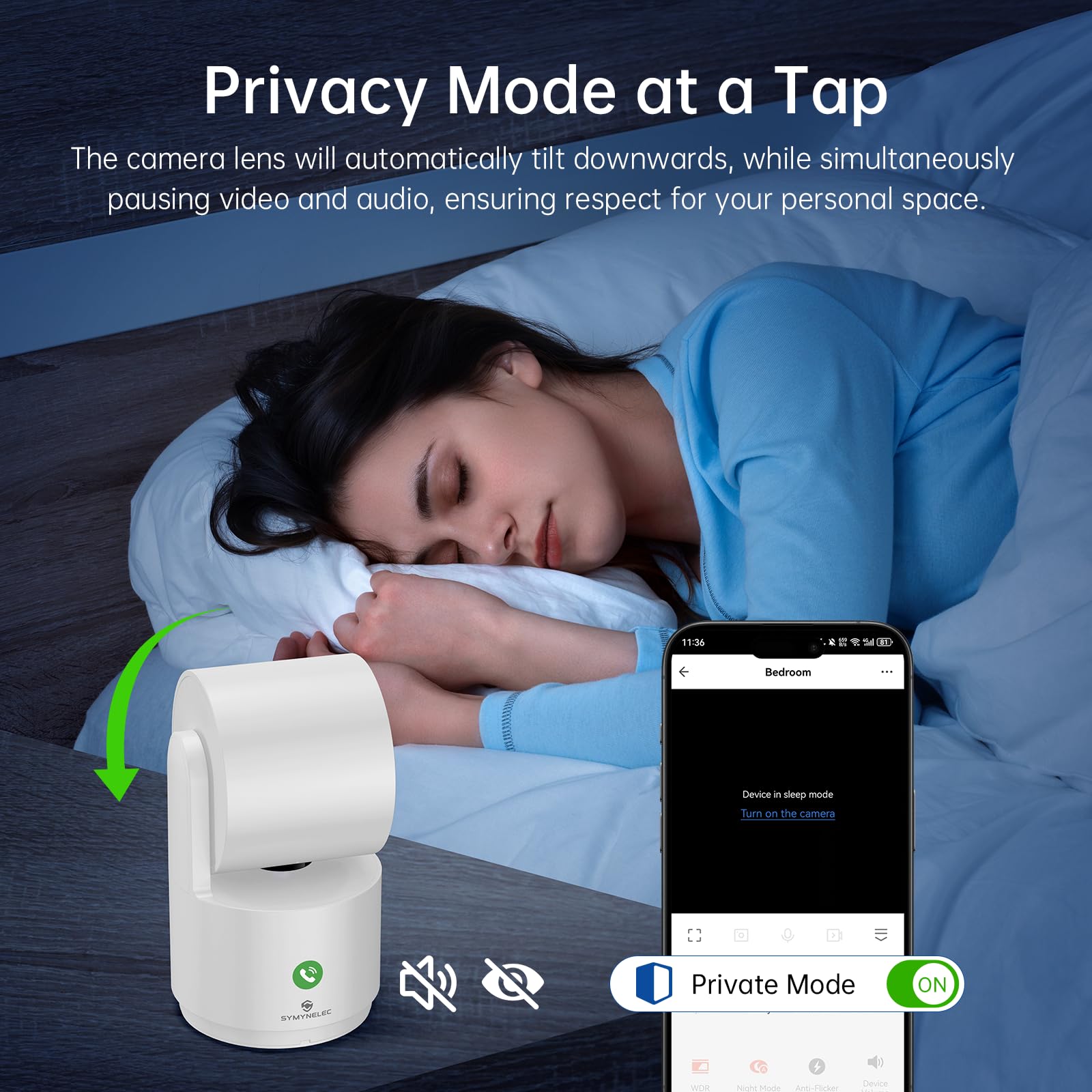 SYMYNELEC 3K Indoor Security Camera - 2.4G WiFi Wireless Baby Monitor with Night Vision & Phone App - Smart Pet/Dog/Kids Monitoring Camera for Home, Nursery & Room (2-Pack) - Perfect for Baby Watching, Pet Care & Home Surveillance
