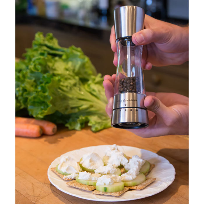 Cole & Mason H59401G Gourmet Precision Derwent Pepper Mill - Premium Stainless Steel Adjustable Grinder for Fresh Ground Pepper - Perfect for Kitchen, Dining Table & Gourmet Cooking