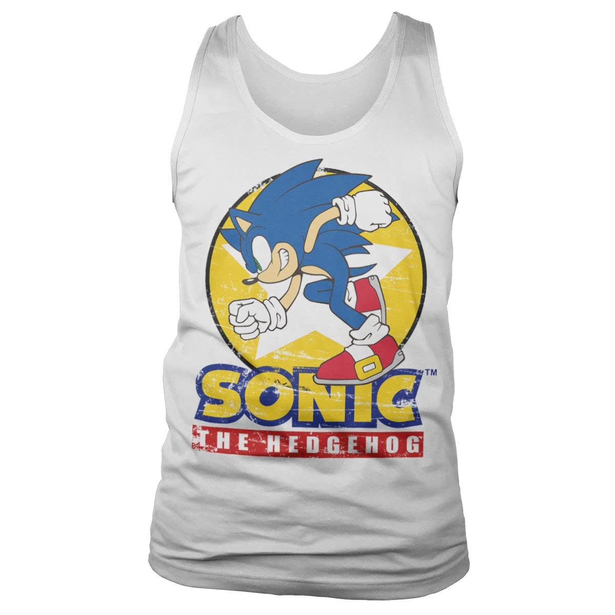 Official Sonic The Hedgehog Men's Tank Top - Fast Sonic Graphic White X-Large - Perfect for Gaming, Cosplay & Summer Outfits