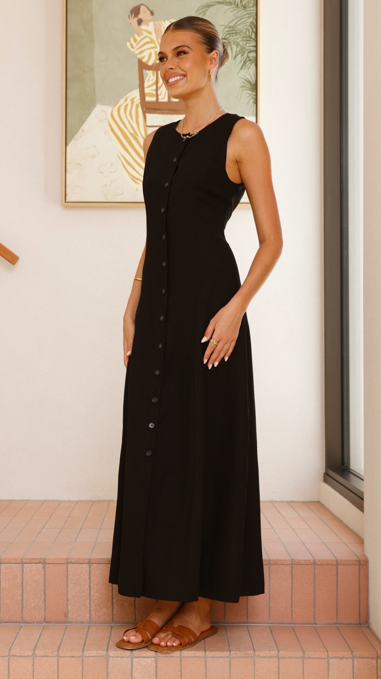 Lina Maxi Dress for Women - Elegant Black Long Flowy Dress for Summer, Beach, Party & Evening Wear