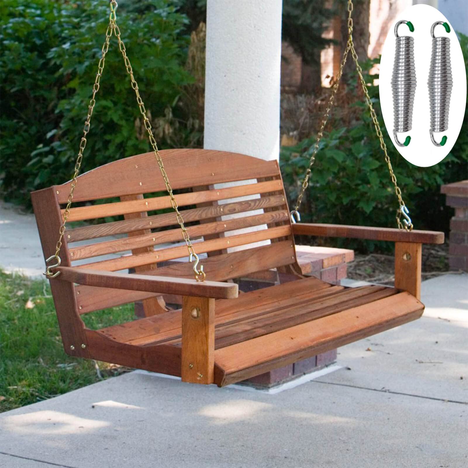Heavy Duty Porch Swing Springs 1300Lbs Capacity - Silver Hammock Chair Hanger & Ceiling Mount Springs for Outdoor Patio, Garden, Deck Relaxation