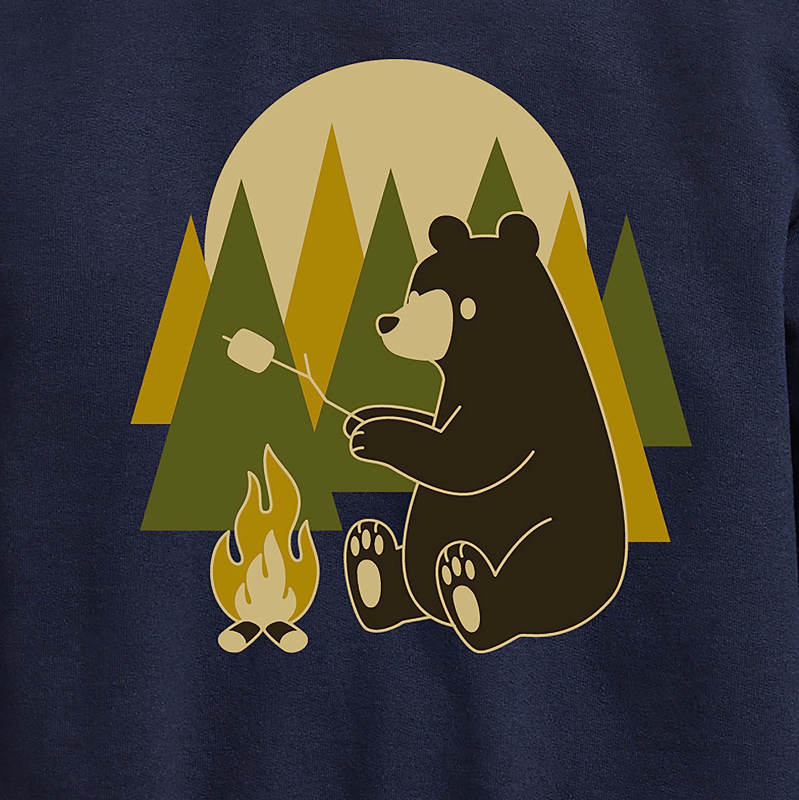 Bear Roasting Marshmallows Fleece Sweatshirt for Toddlers & Kids - Soft Crewneck Pullover - Perfect for Camping, Family Outings & Cozy Winter Wear