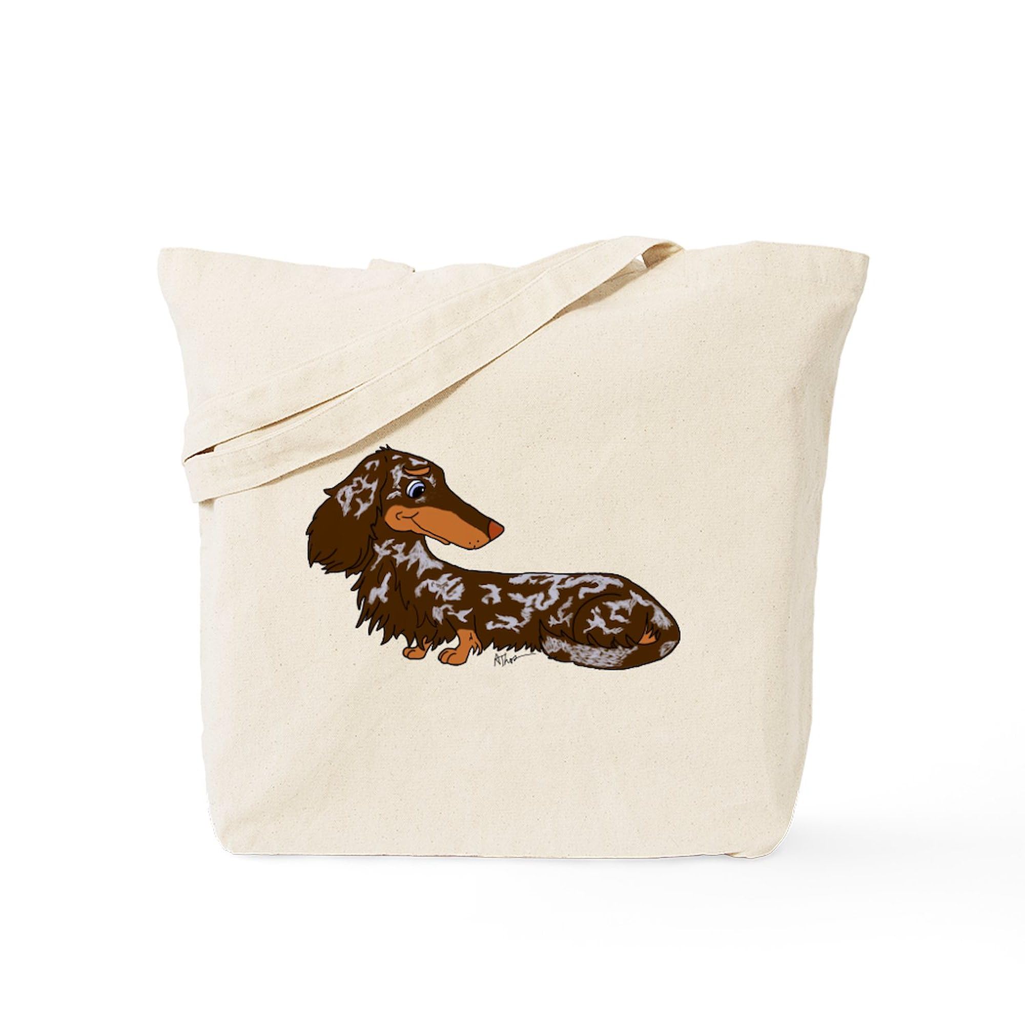 Chocolate Dapple Dachshund Tote Bag - Natural Canvas Reusable Shopping Bag for Groceries, Beach & Daily Use | Eco-Friendly & Durable