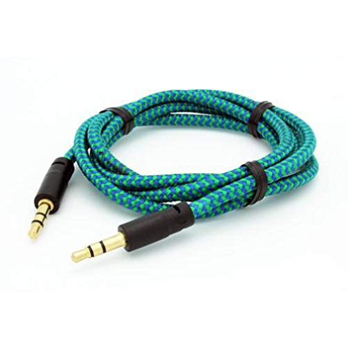 3.5mm Aux Cable for Car Stereo - Braided Audio Aux-in Cord Compatible with Motorola Moto G Stylus & Most Smartphones - Perfect for Car Audio, Home Speakers & Headphone Connections (Green)