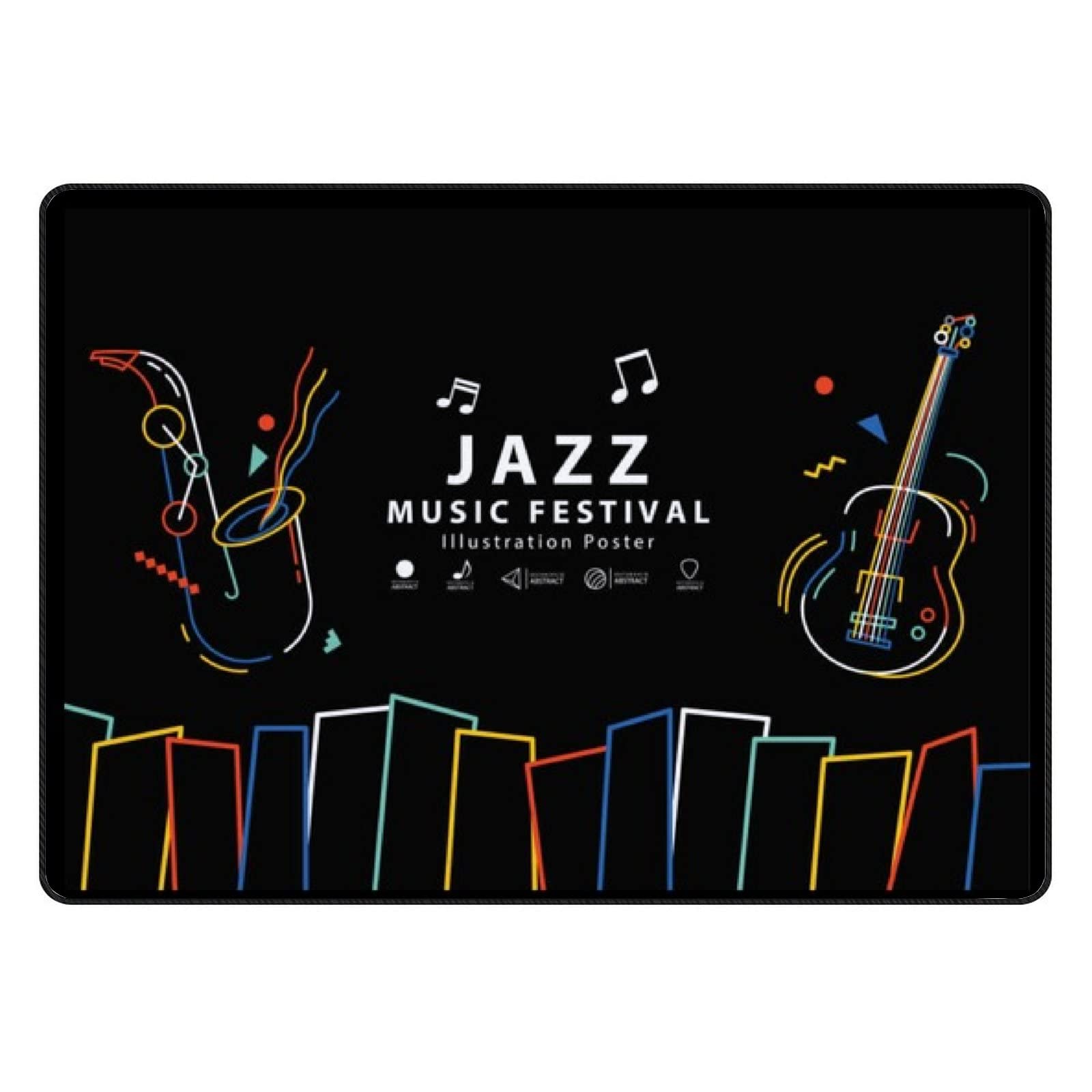 72x48in Large Non-Slip Area Rug with Jazz Music Design - Perfect for Living Room, Bedroom, Nursery, Playroom & Yoga Floor Mat - Soft & Durable Home Decor Carpet