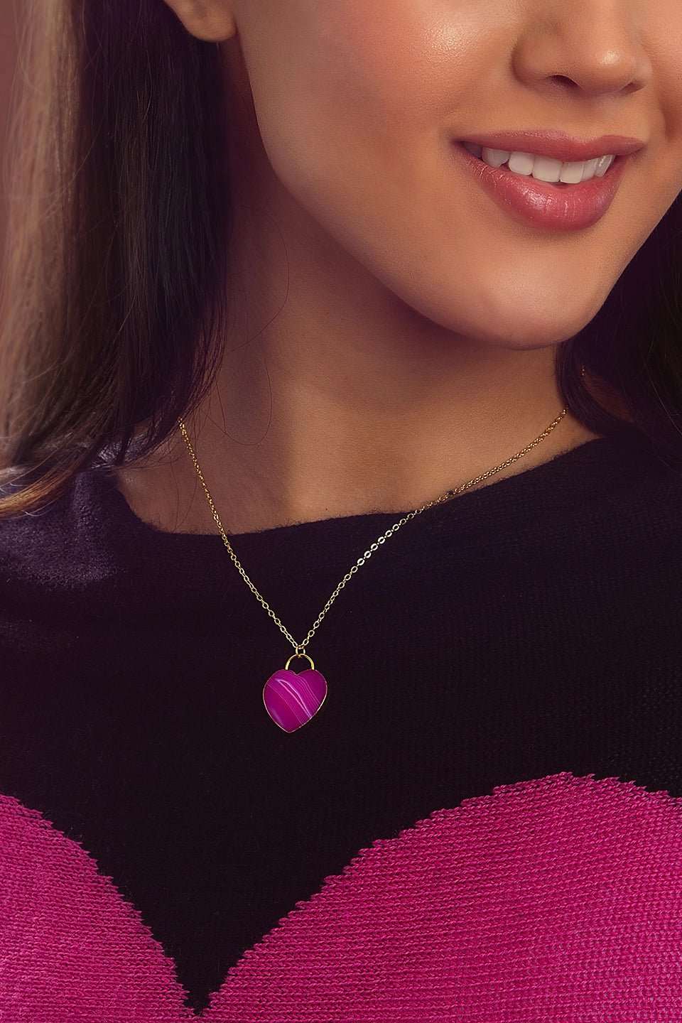 Natural Agate Heart Necklace for Women - Healing Stone Jewelry Gift for Her - Perfect for Valentine's Day, Anniversary & Spiritual Healing