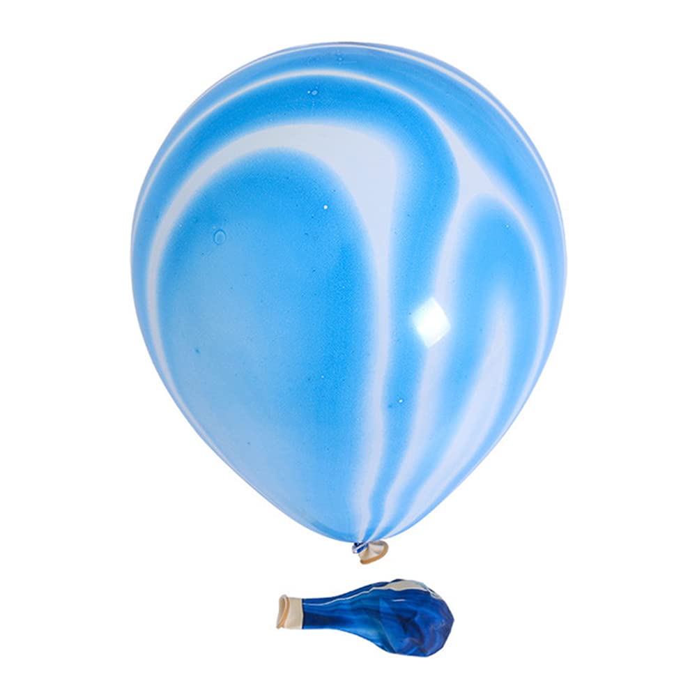 50 Pcs 12 Inch Blue Marble Balloons - Premium Agate Tie-Dyed Latex Balloons for Birthday Party, Wedding, Baby Shower & Festival Decorations - Elegant Lavender & Blue Party Decor for Indoor & Outdoor Events