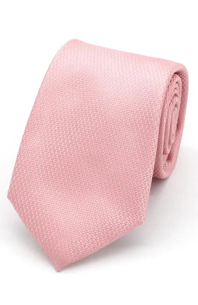 L A Smith Plain Textured Tie for Men - Classic Silk Necktie for Business, Wedding & Formal Occasions