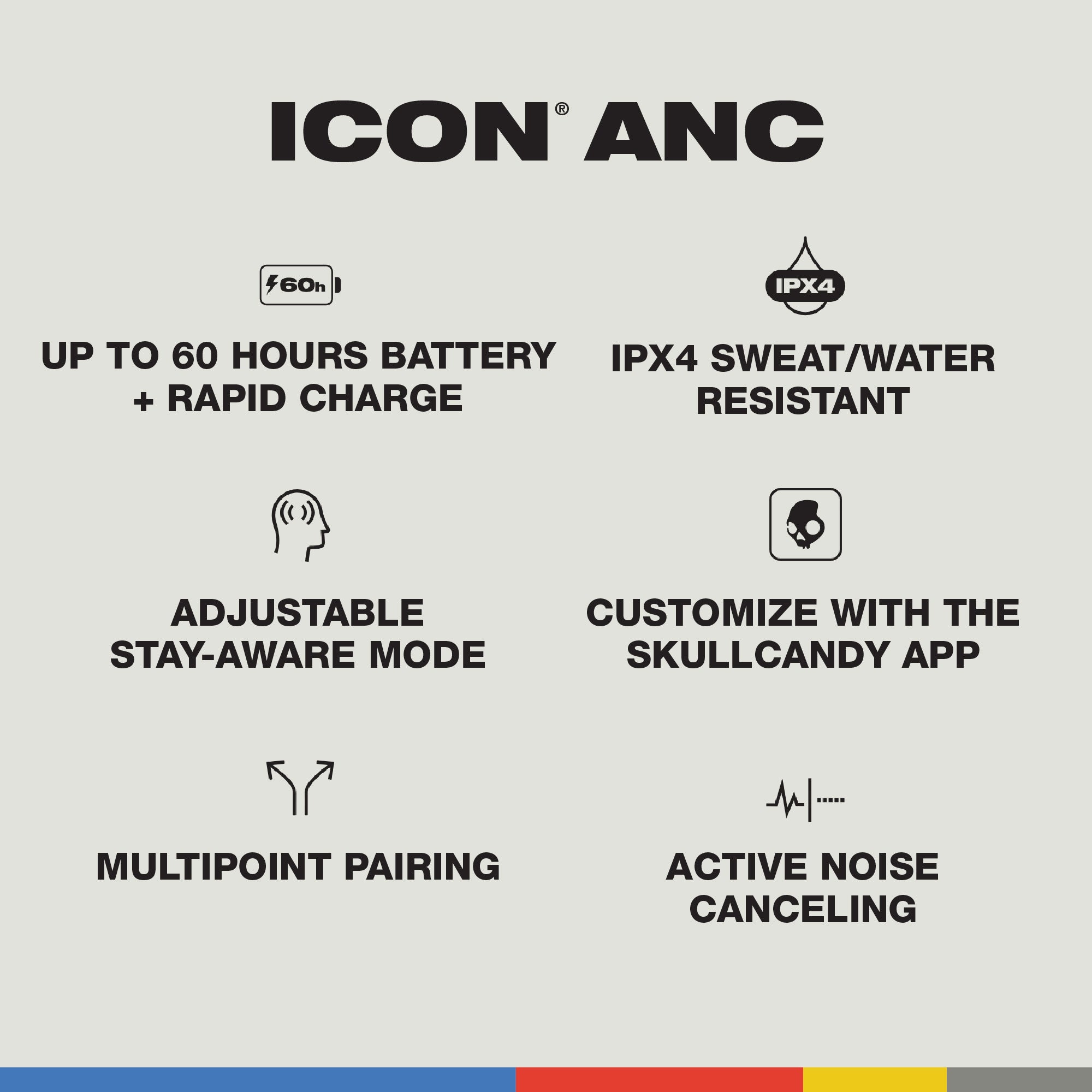 Icon ANC Wireless Earbuds - Active Noise Cancelling Bluetooth Headphones for Gym, Running, Work & Travel - Premium Sound Quality & Long Battery Life